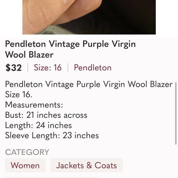 Pendleton Vintage Purple Virgin Wool Blazer - Picture 6 of 6